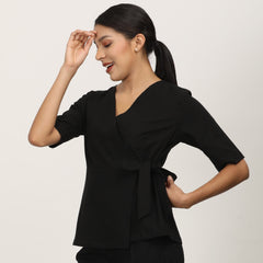 Evelyn Wrap Top - Black