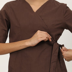 Evelyn Wrap Top - Coffee Brown