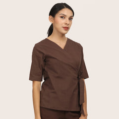 Evelyn Wrap Top - Coffee Brown