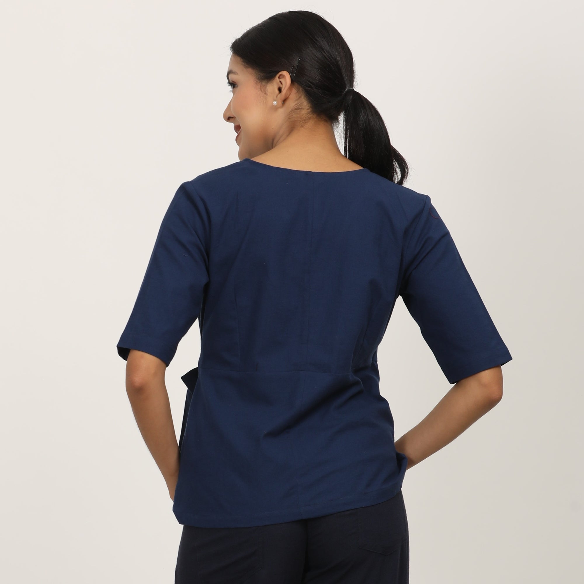 Evelyn Wrap Top - Navy Blue