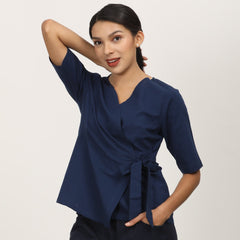 Evelyn Wrap Top - Navy Blue