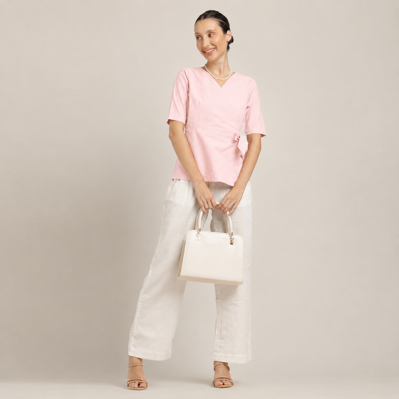Evelyn Wrap Top - Pastel Pink