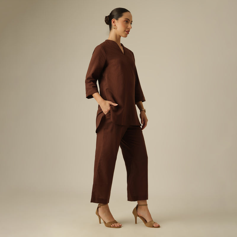Nautica Co-ord Set Of 2 - Tunic & Pants - Coffee Brown