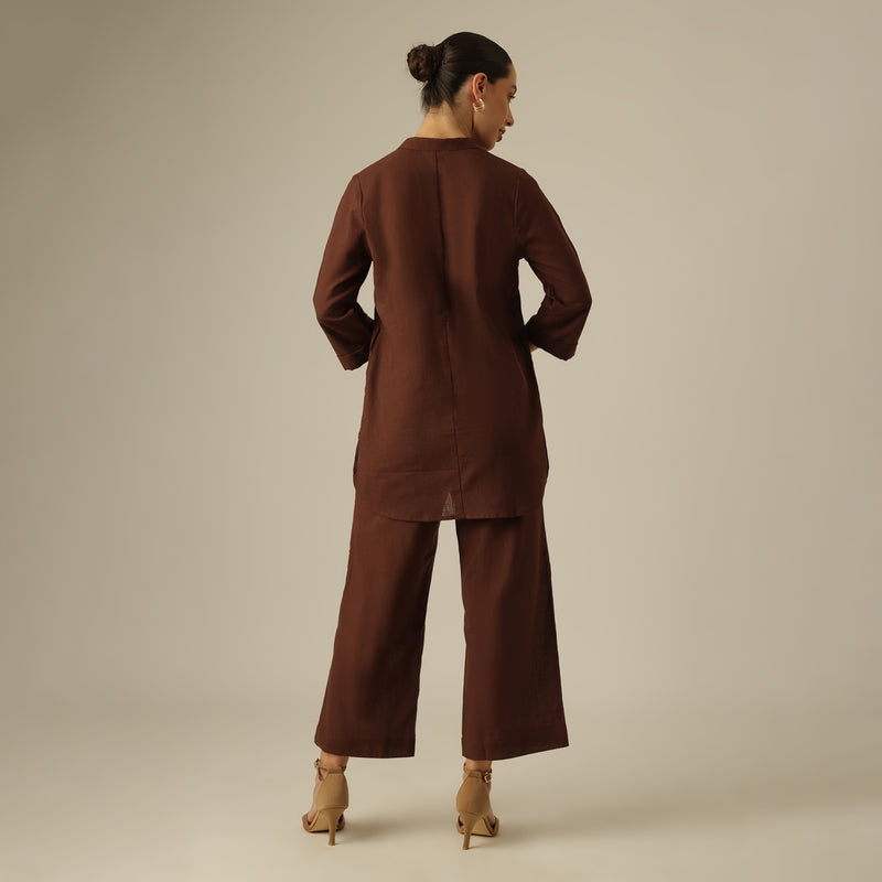 Nautica Co-ord Set Of 2 - Tunic & Pants - Coffee Brown