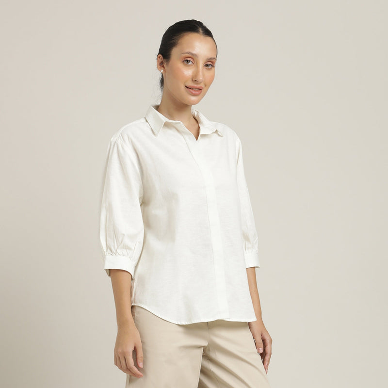 Flora Puff Sleeves Top - Ecru