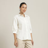 Flora Puff Sleeves Top - Ecru