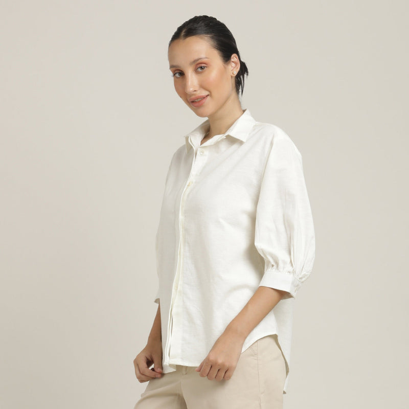 Flora Puff Sleeves Top - Ecru
