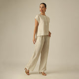 Alice Half Placket Top - Beige
