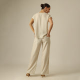 Alice Half Placket Top - Beige