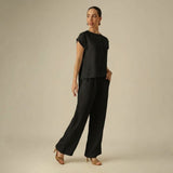 Alice Half Placket Top - Black