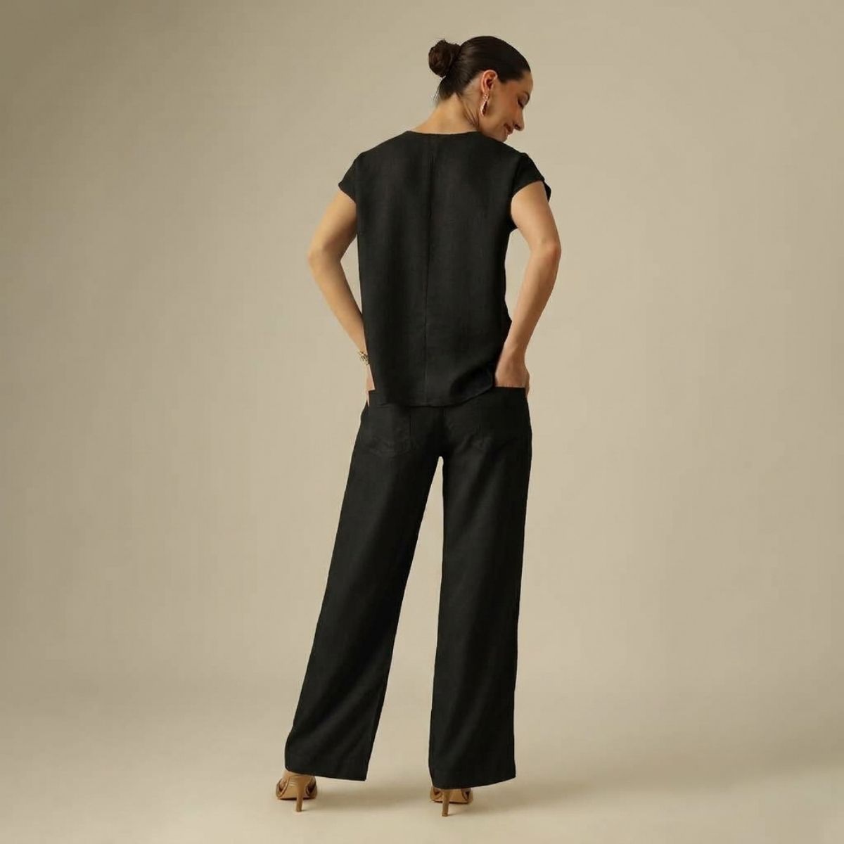 Alice Half Placket Top - Black