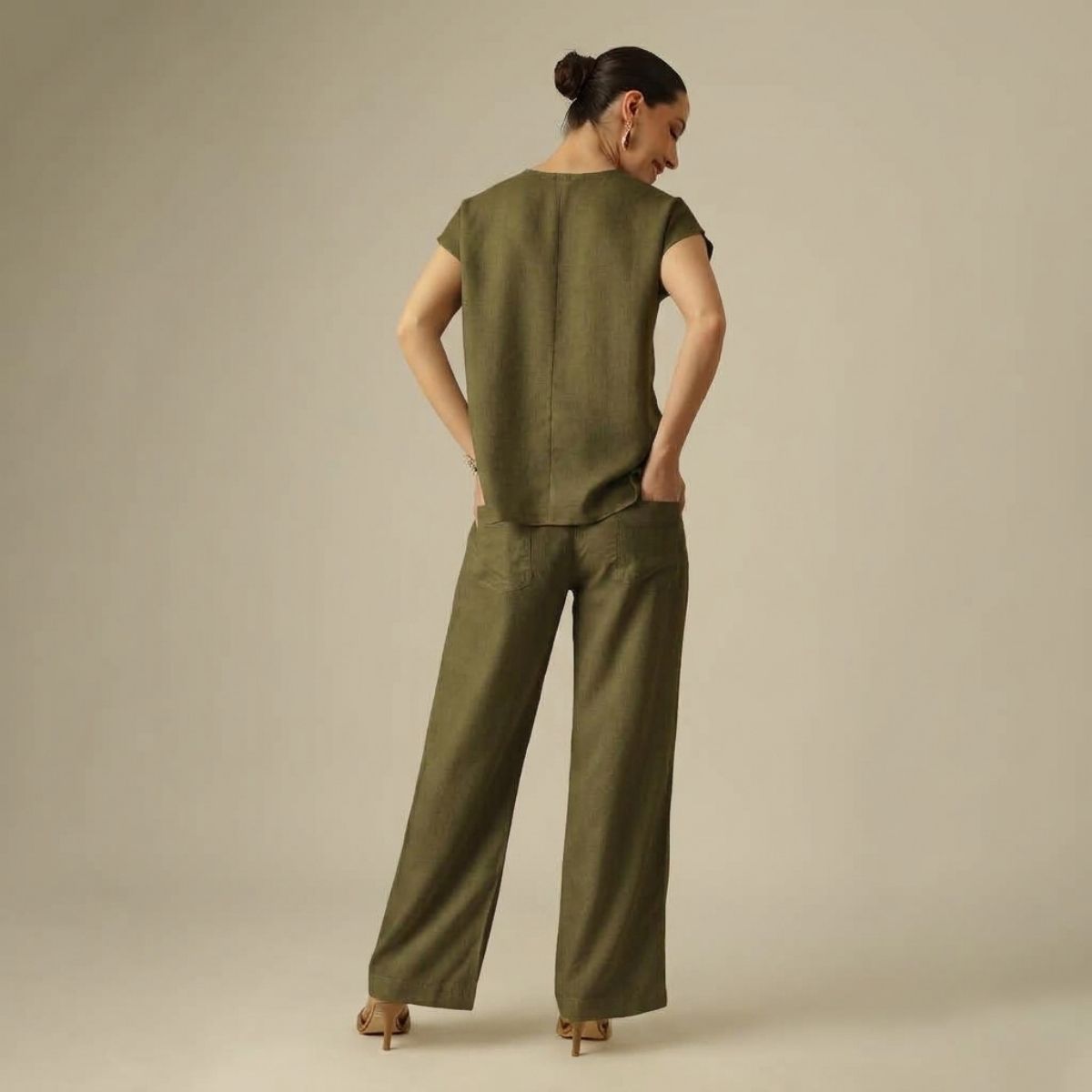 Alice Half Placket Top - Olive