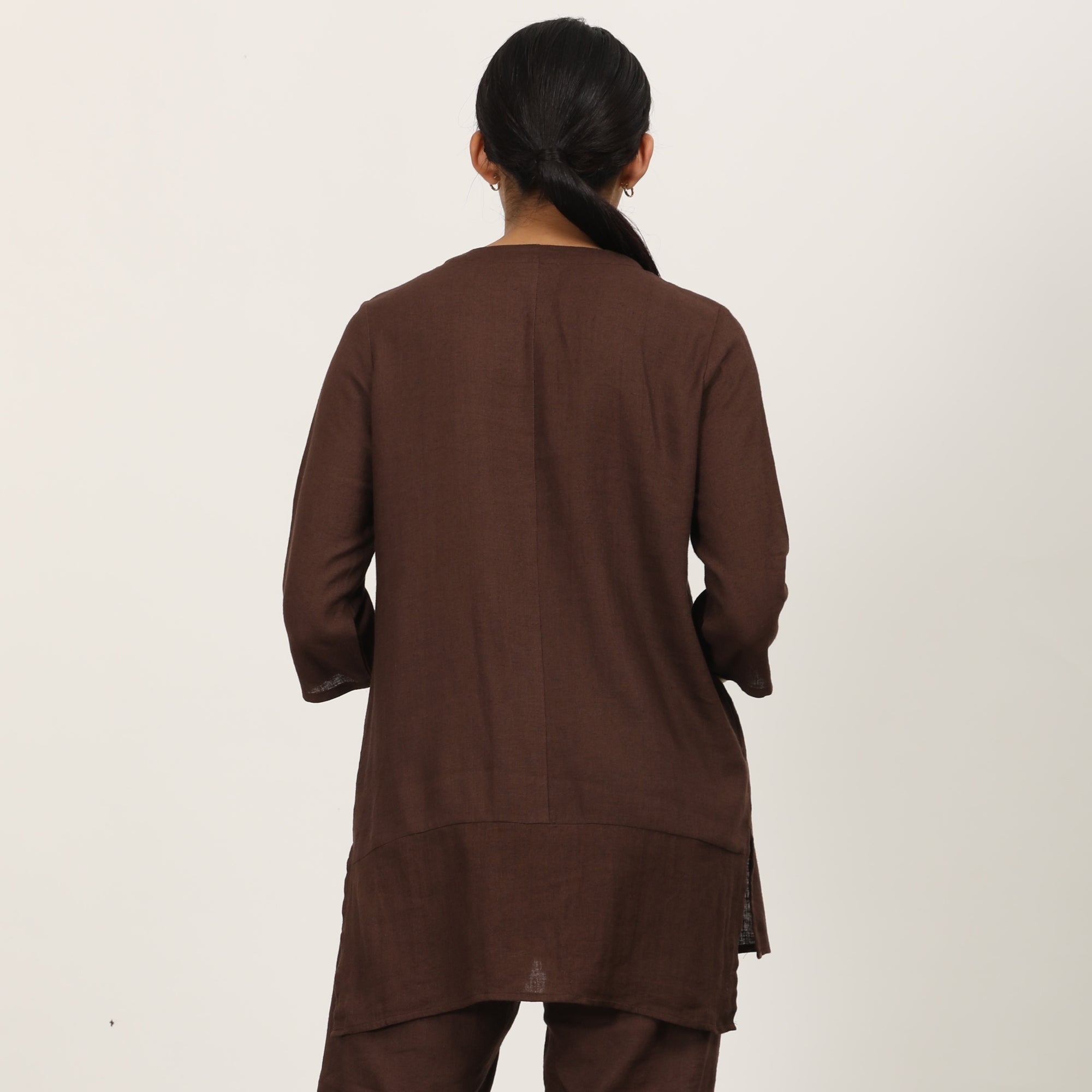 Nyla Long Line Shirt - Coffee