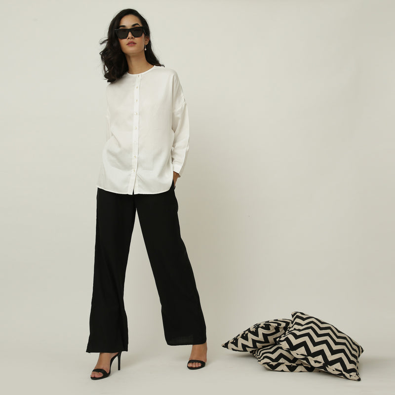 Uncollared Shirt - White