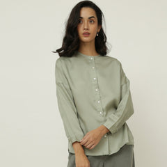 Uncollared Shirt > Sage Green