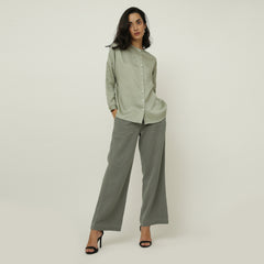Uncollared Shirt - Sage Green