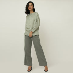 Uncollared Shirt - Sage Green