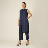 Dahlia Set Of 2 - Sleeveless Tunic & Pants - Navy Blue