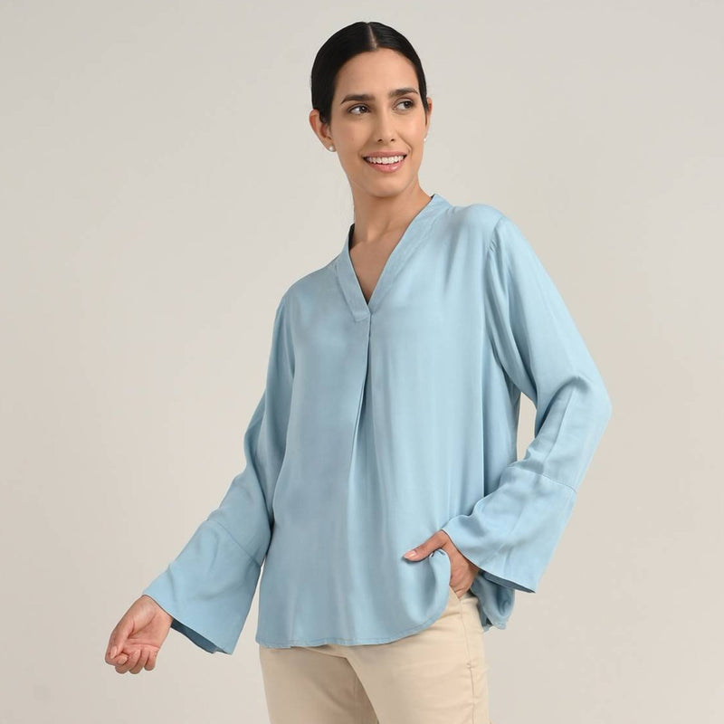 Bella Bell Sleeves Top - Blue