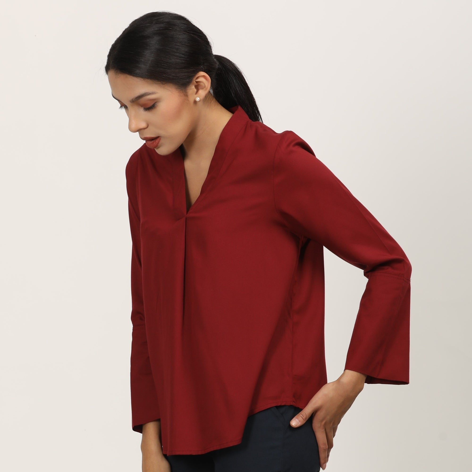 Bella Bell Sleeve Top - Maroon