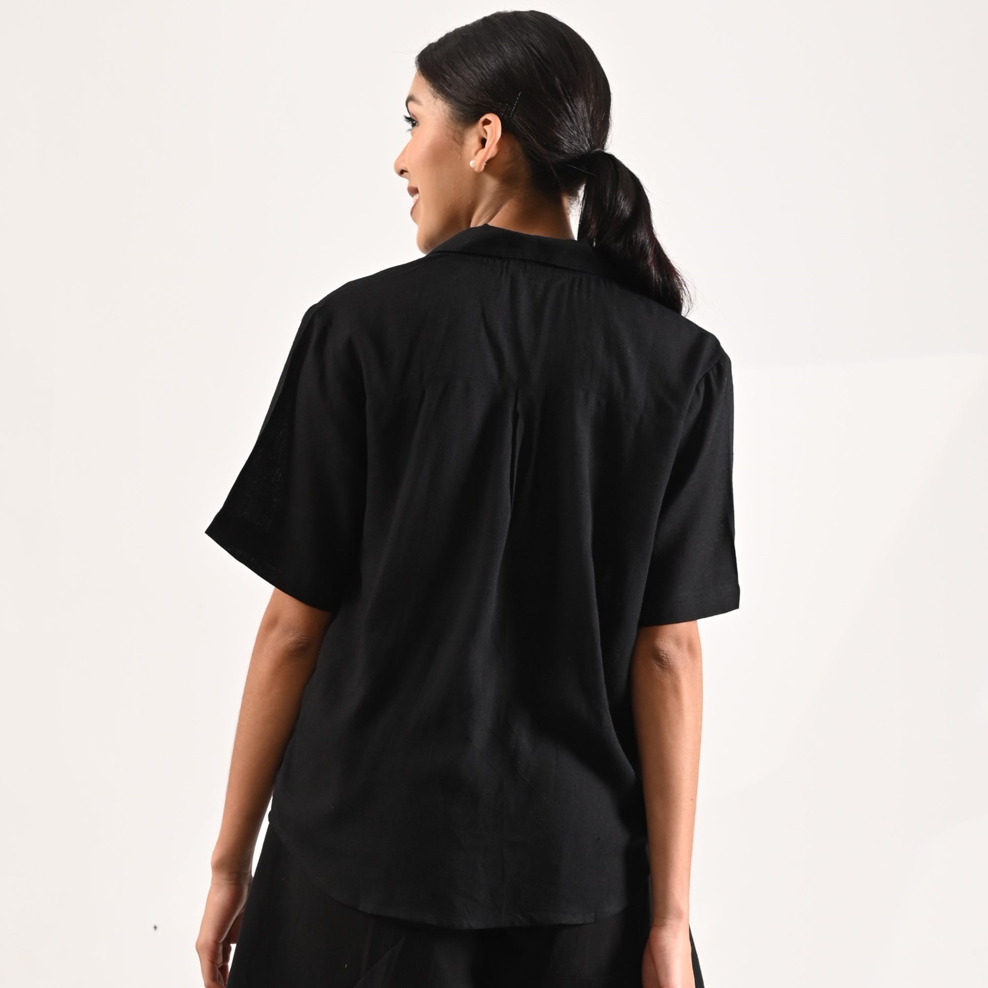 Cuban Co-ord Set Of 2 - Shirt & Shorts - Black