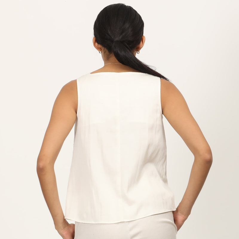 Ruth Co-Ord Set - Square Neck Top & Pants - Ecru