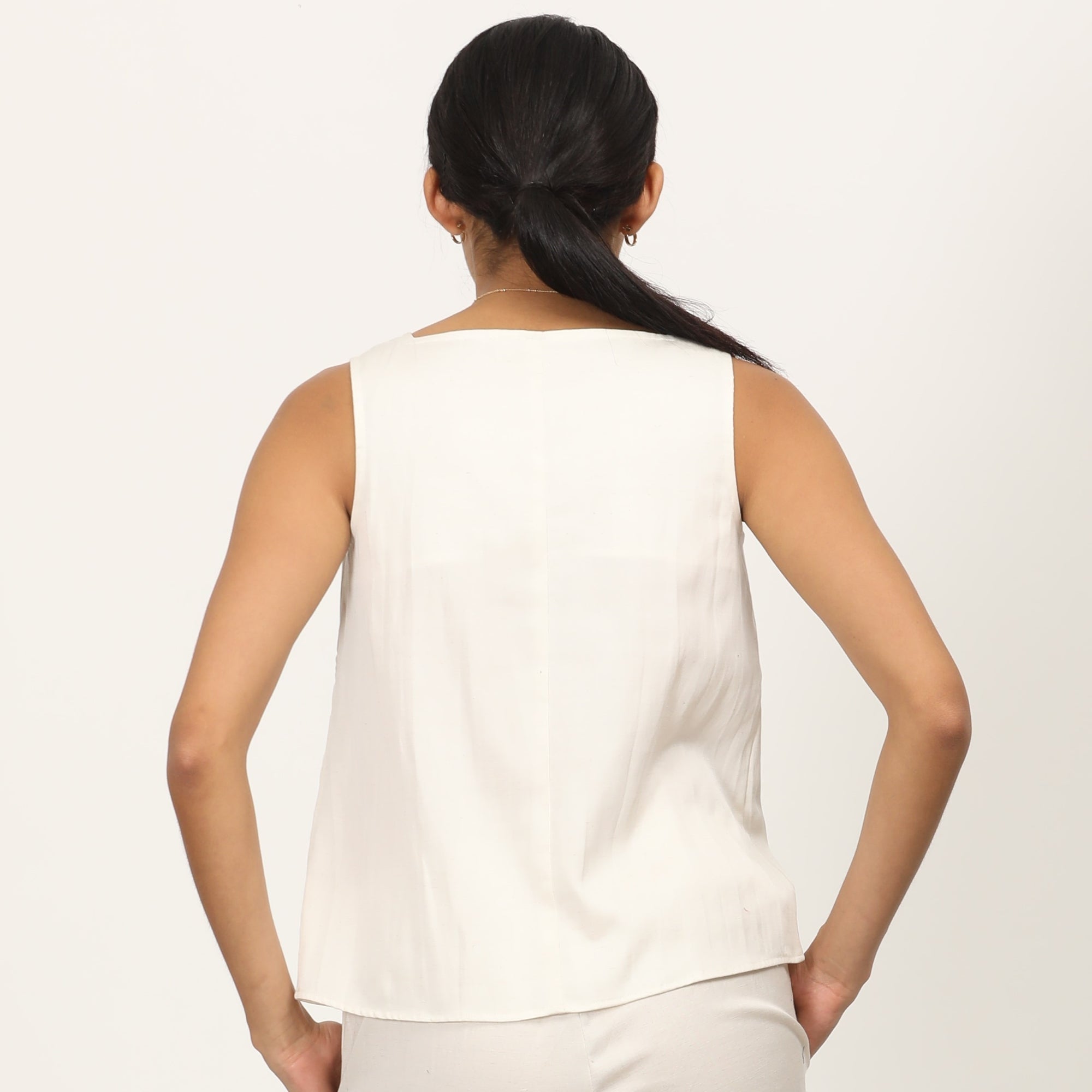 Ruth Square Neck Top - Ecru