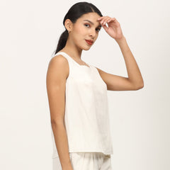 Ruth Square Neck Top - Ecru