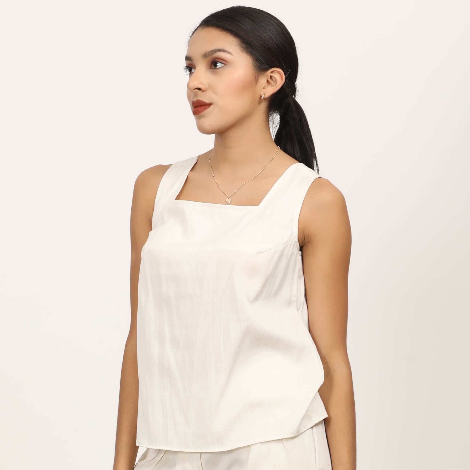 Ruth Square Neck Top - Ecru