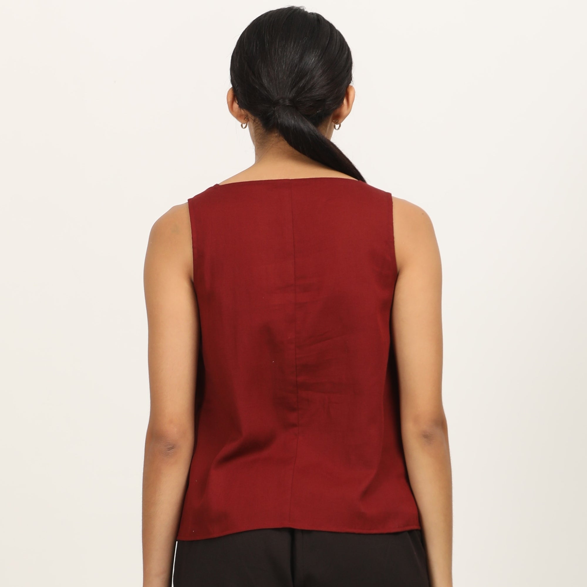 Ruth Square Neck Top - Maroon