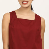 Ruth Square Neck Top - Maroon