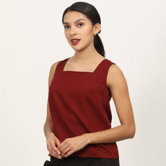 Ruth Square Neck Top - Maroon