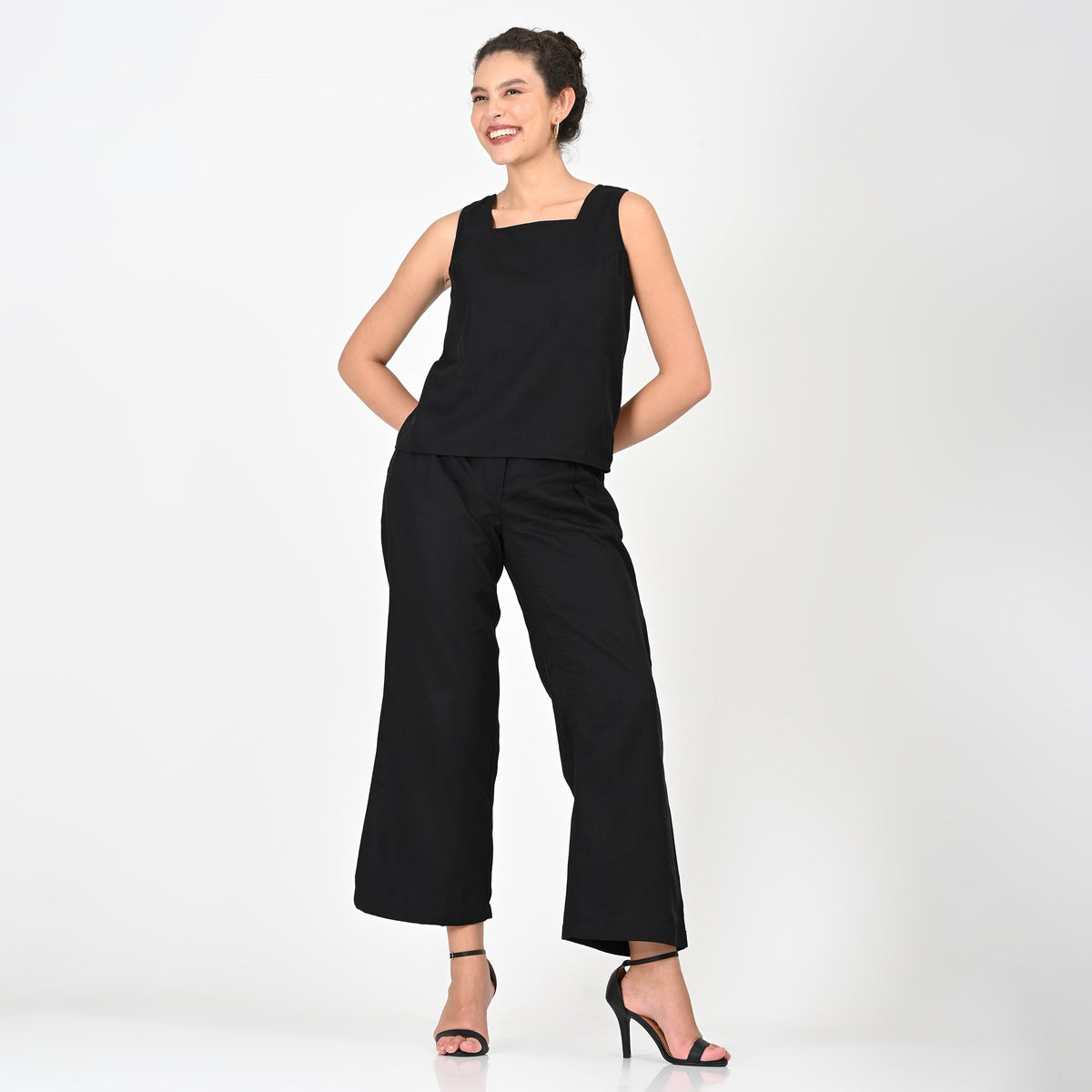 Elora Set Of 2 - Square Neck Top & Pants - Black