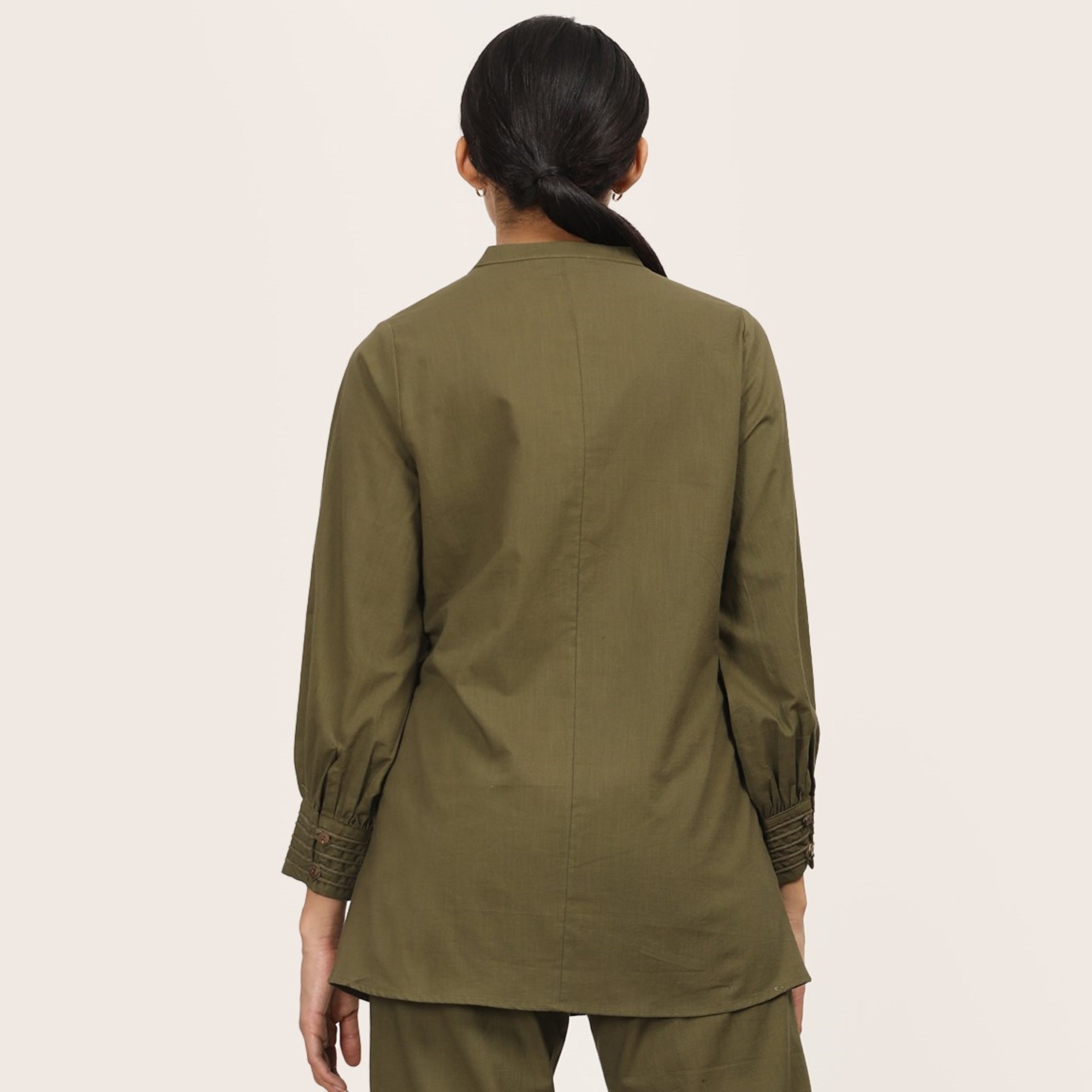 Penny Co-ord Set Of 2 - Shirt Tunic & Pants - Olive Green