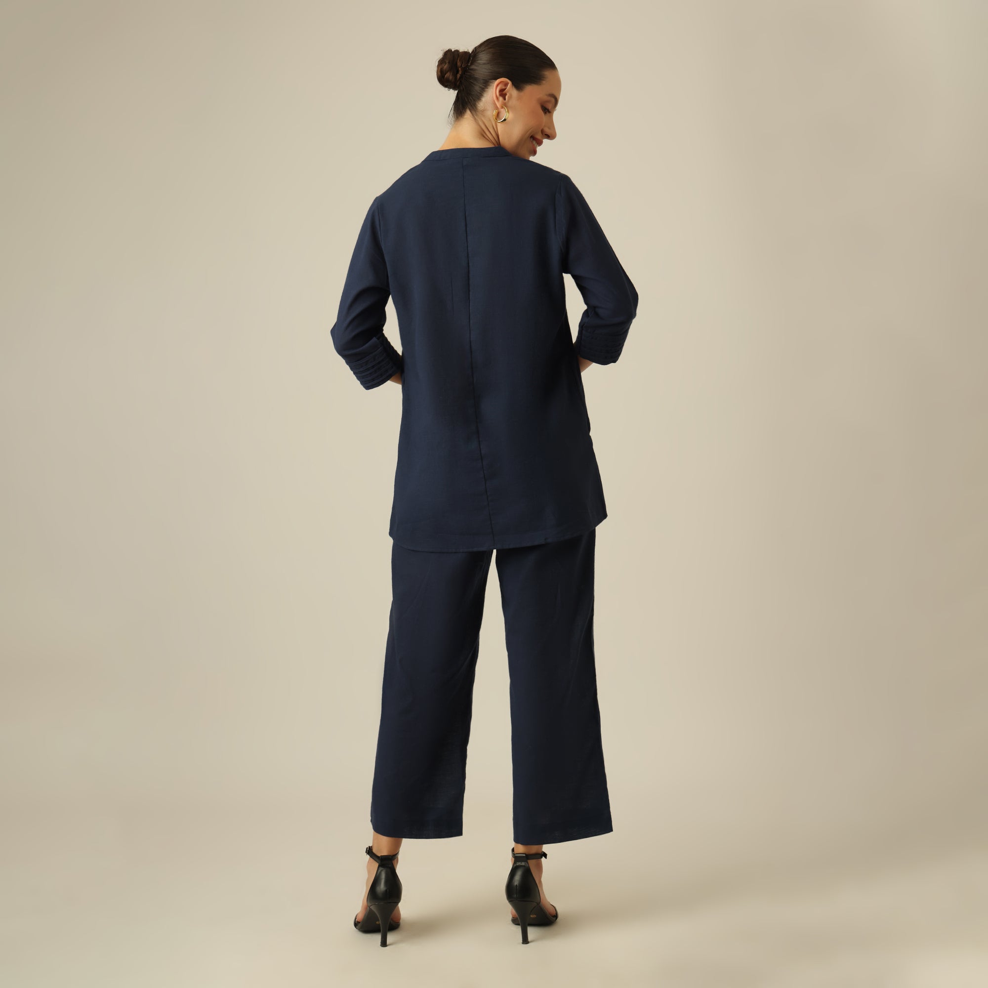 Penny Co-ord Set Of 2 - Shirt Tunic & Pants - Navy
