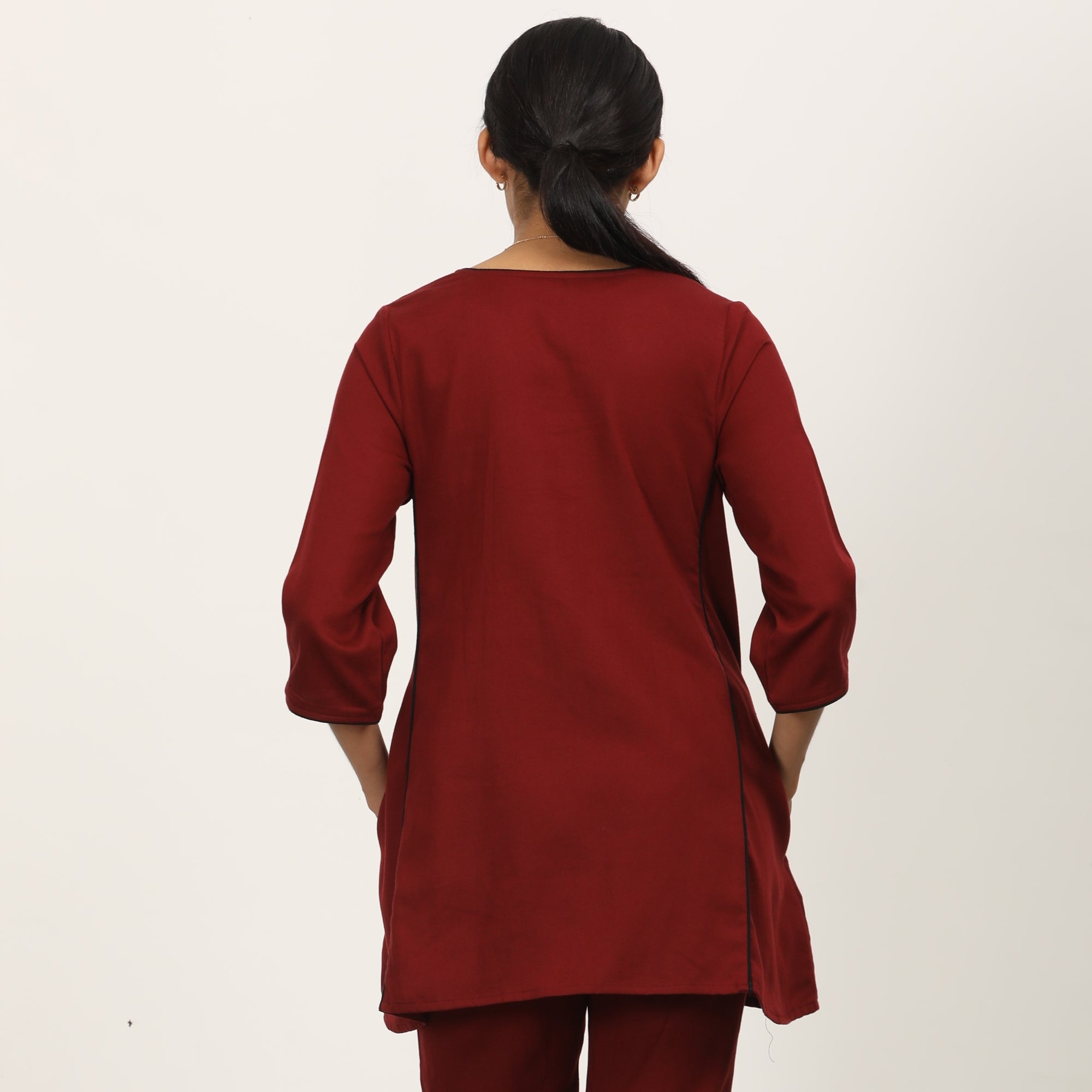 Dora Co-ord Set Of 2 - Tunic & Pants - Maroon