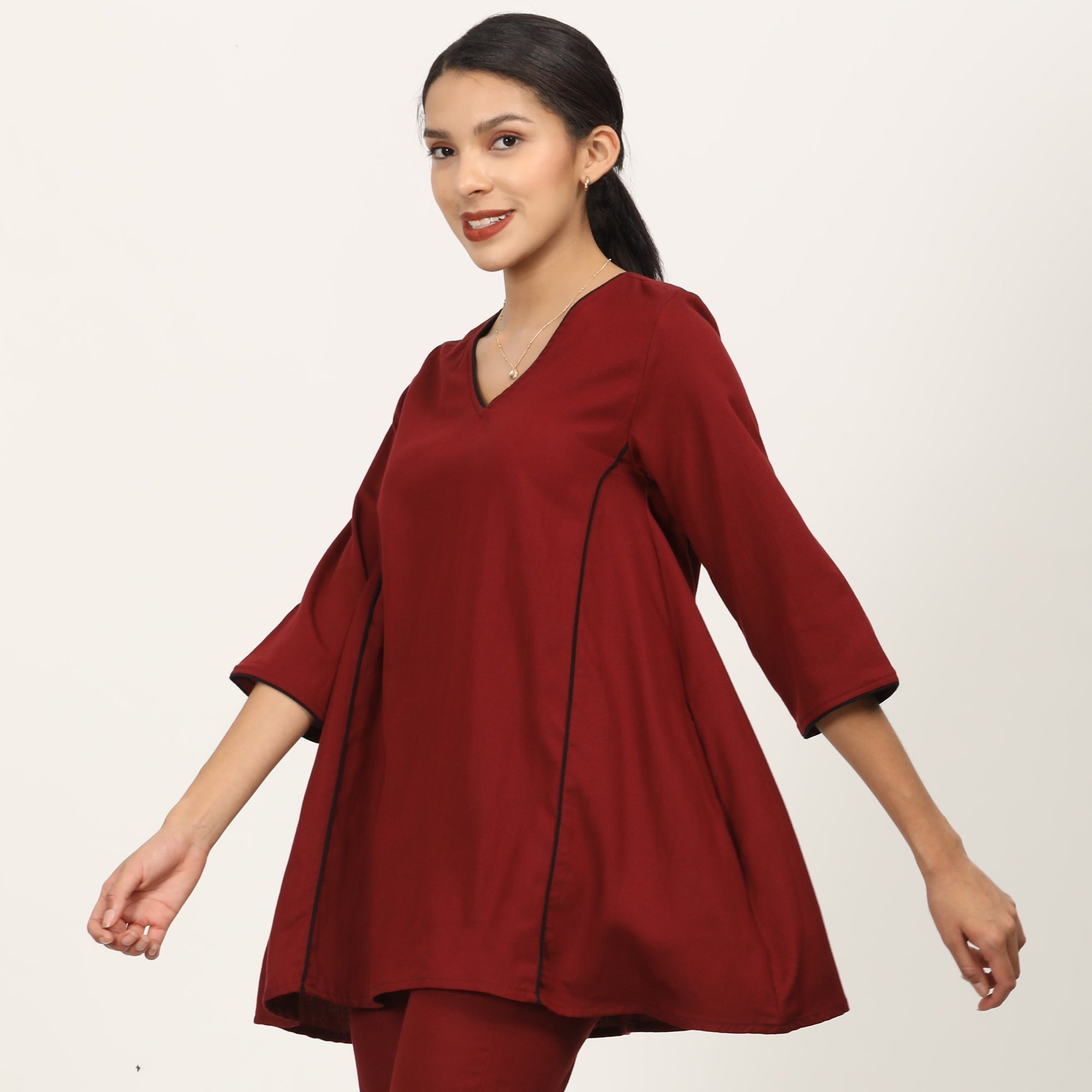 Dora A-Line Tunic - Maroon