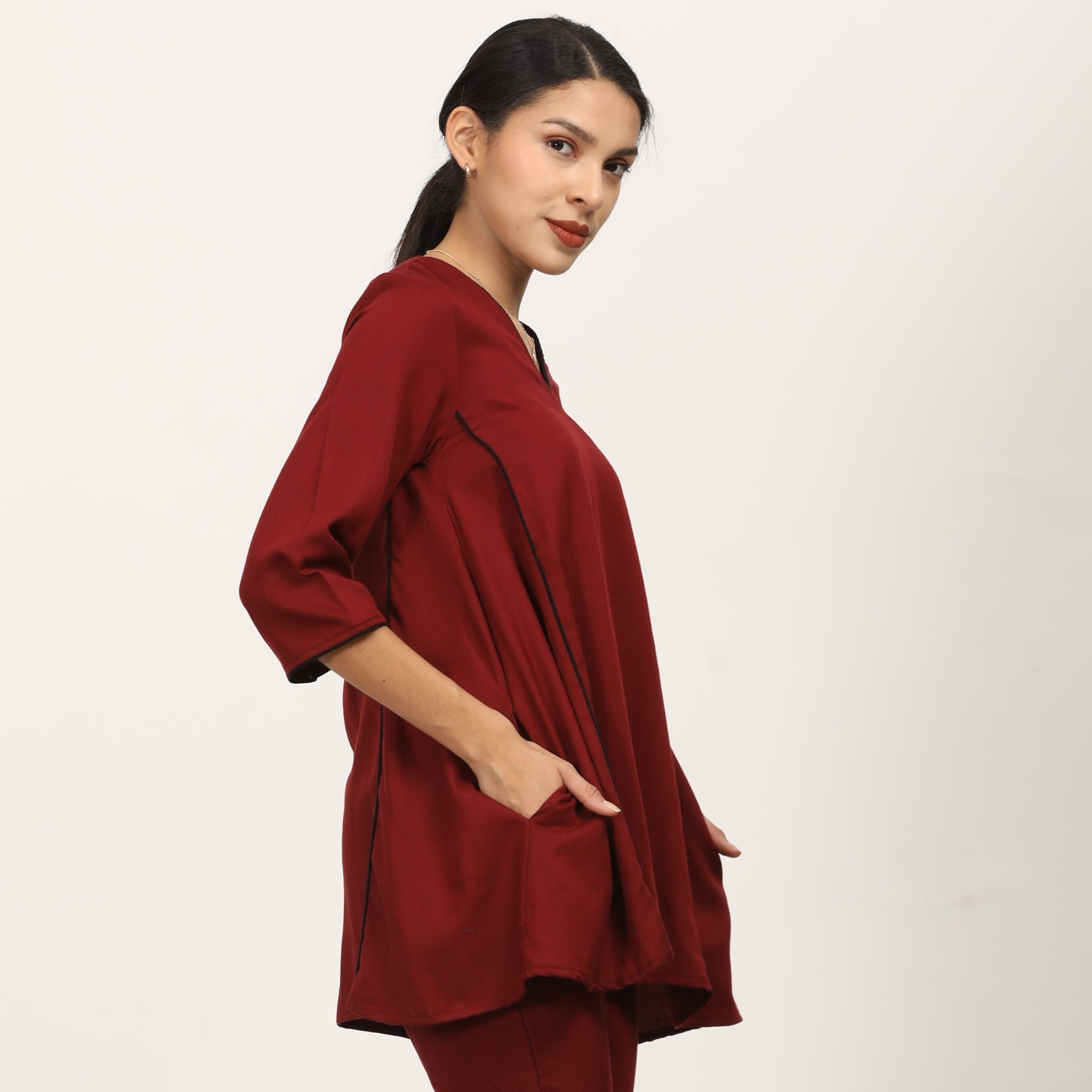 Dora A-Line Tunic - Maroon