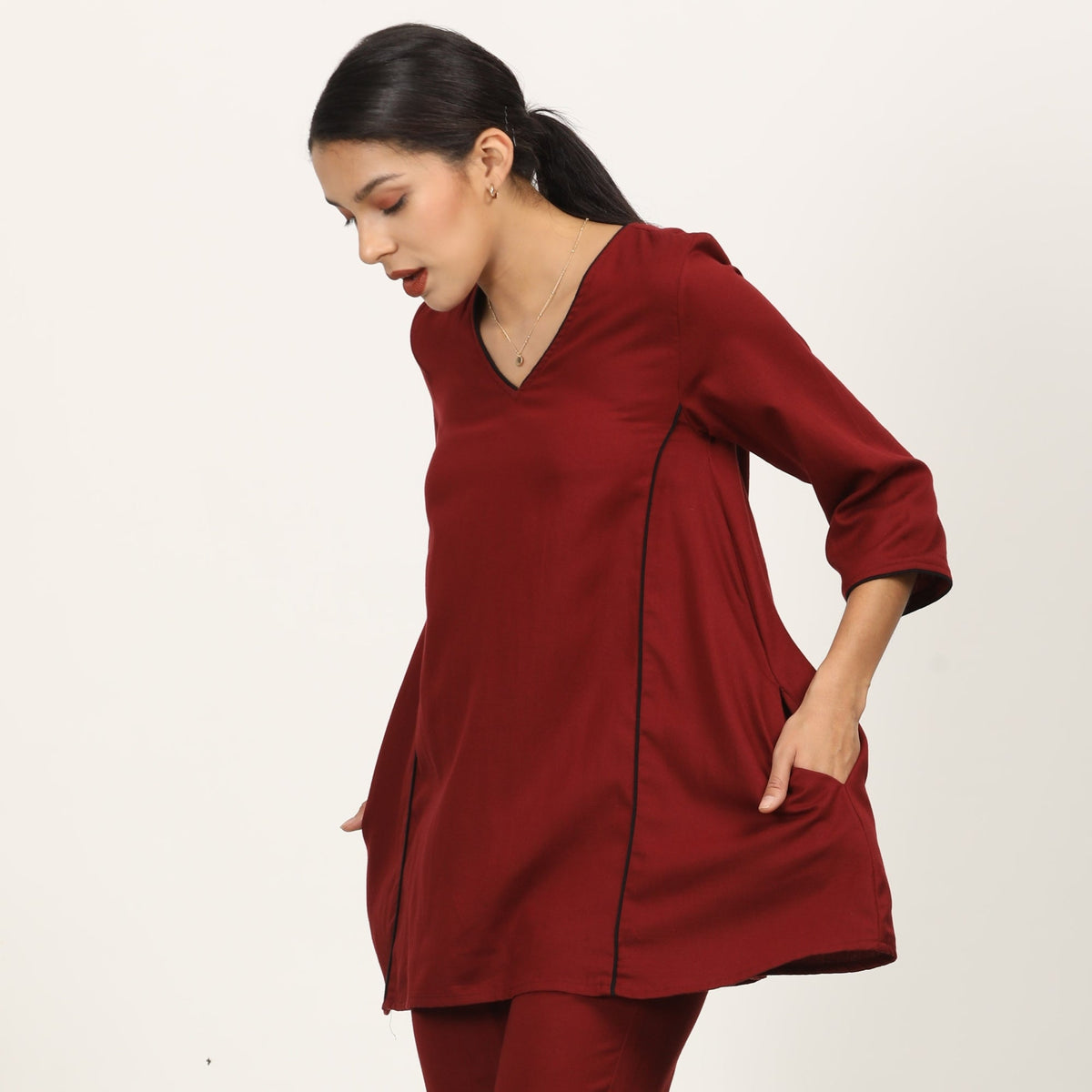 Dora A-Line Tunic - Maroon