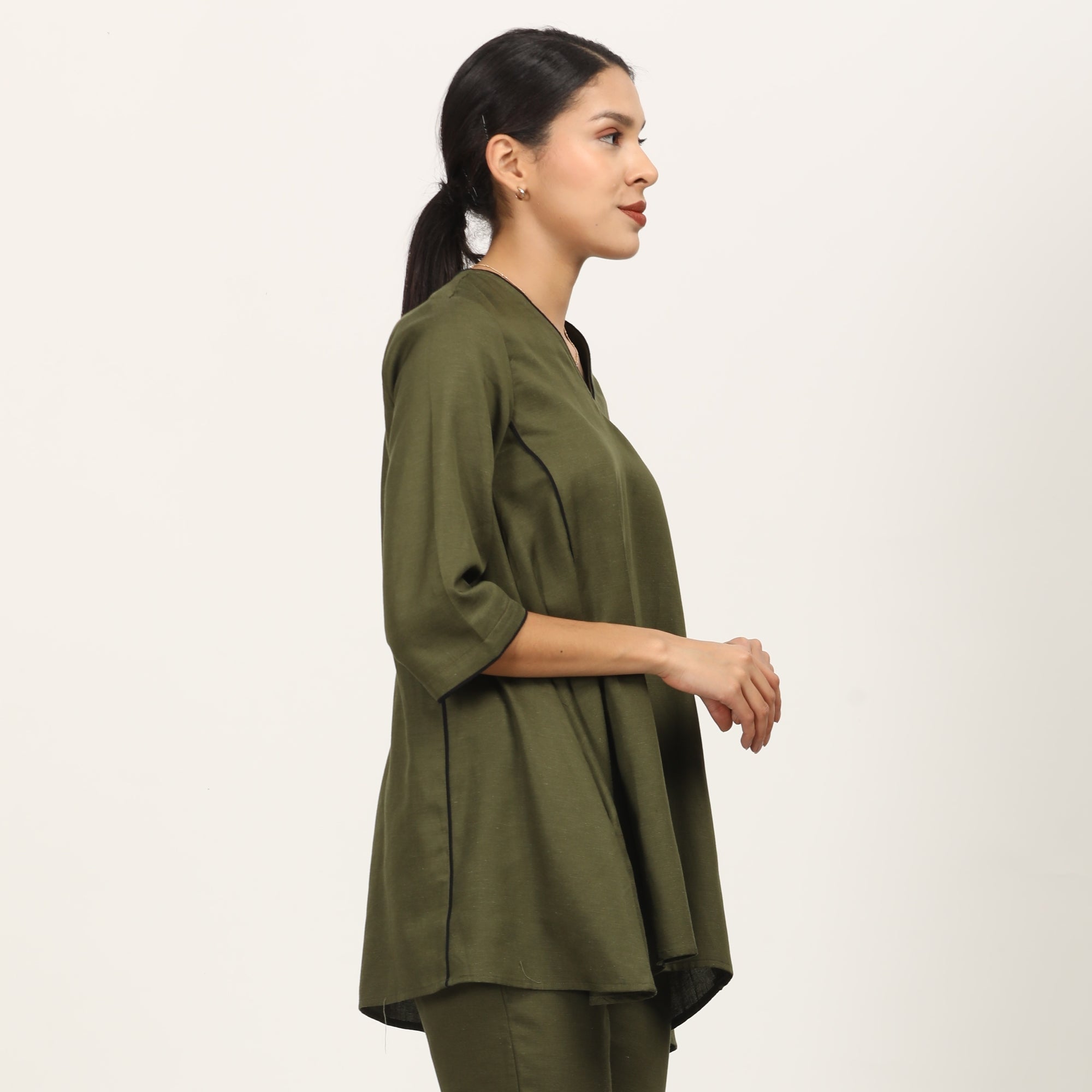 Dora A-Line Tunic - Olive Green