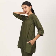 Dora A-Line Tunic - Olive Green