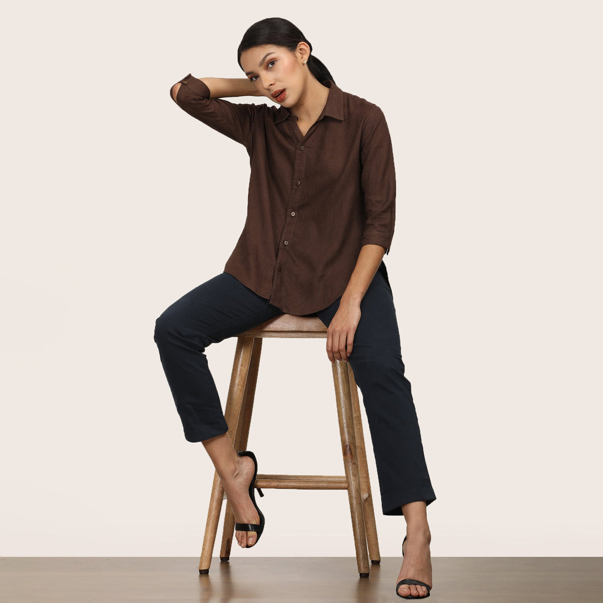 Franca Set Of 2 - Shirt & Chinos - Coffee & Navy