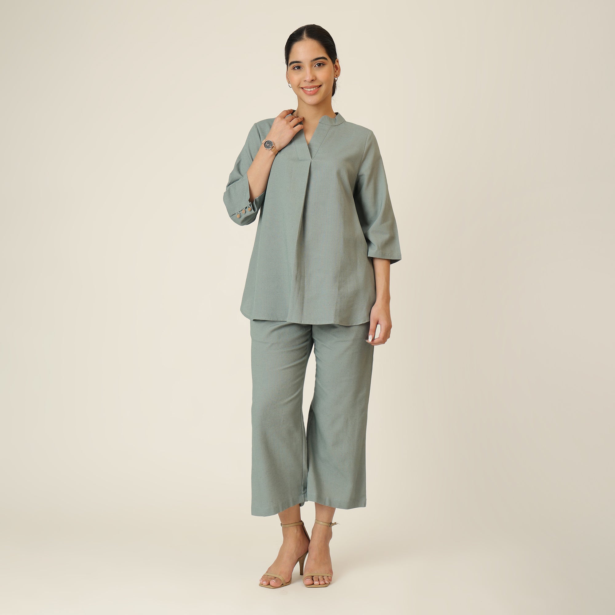 Sherry Co-Ord Set Of 2 - Tunic & Pants - Agave Green