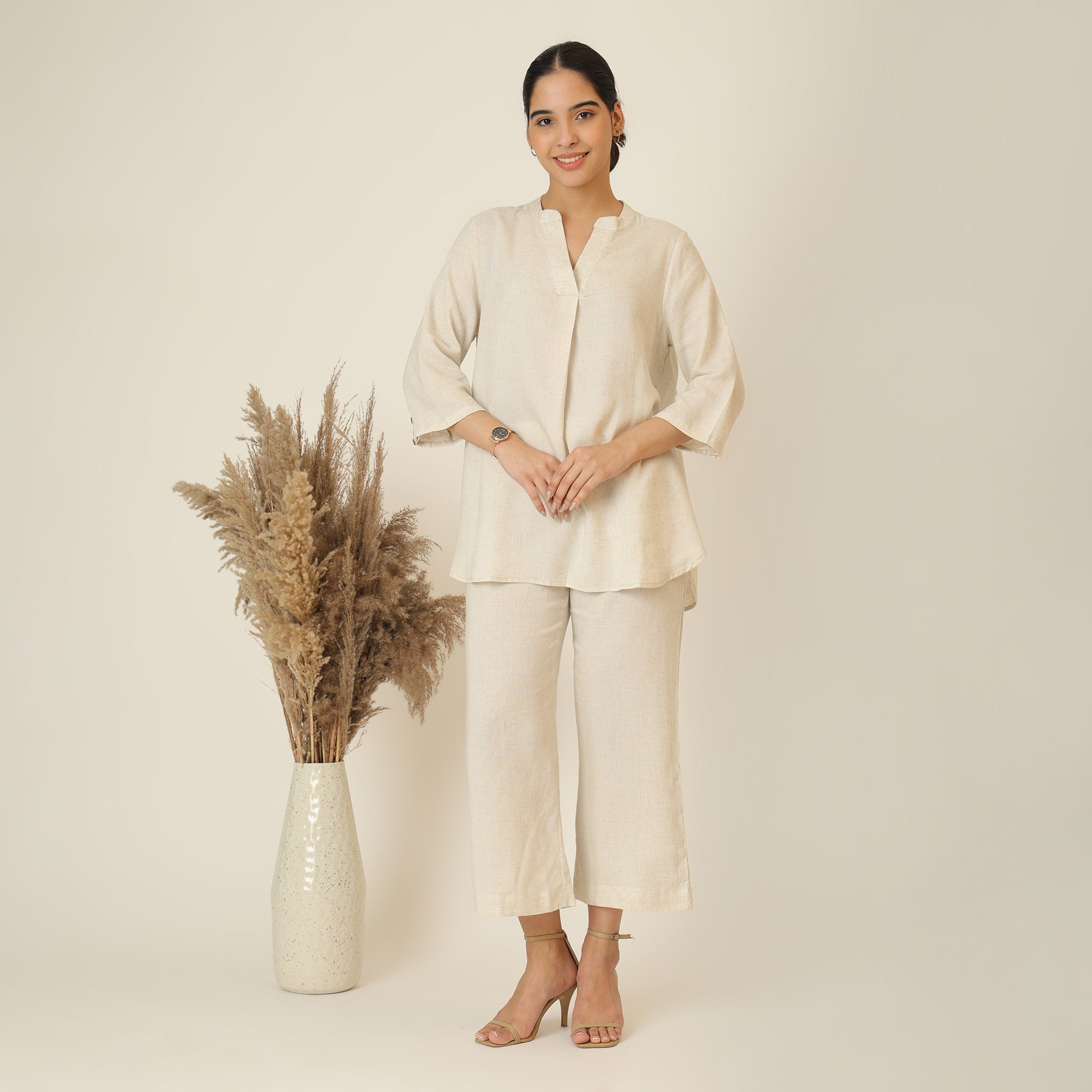 Sherry Co-Ord Set Of 2 - Tunic & Pants - Beige