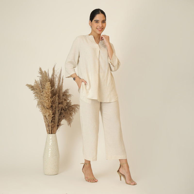 Sherry Co-Ord Set Of 2 - Tunic & Pants - Beige