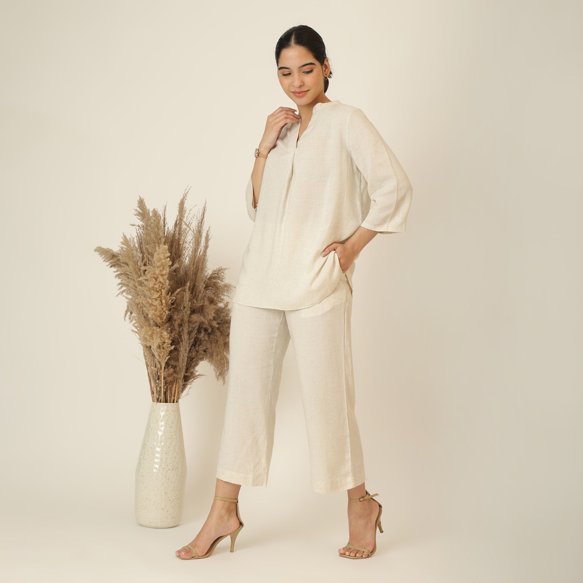 Sherry Co-Ord Set Of 2 - Tunic & Pants - Beige