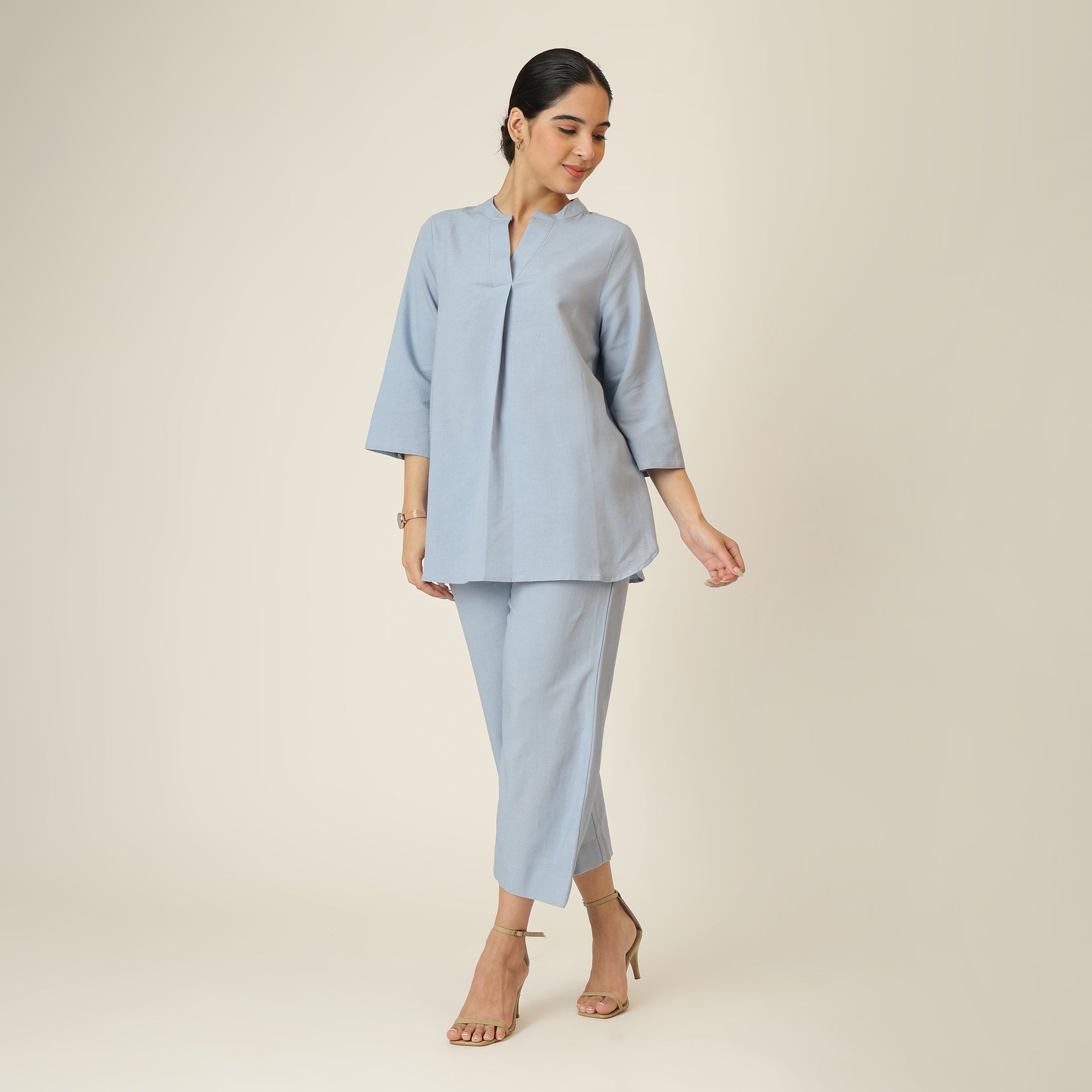 Sherry Co-Ord Set Of 2 - Tunic & Pants - Dusty Blue