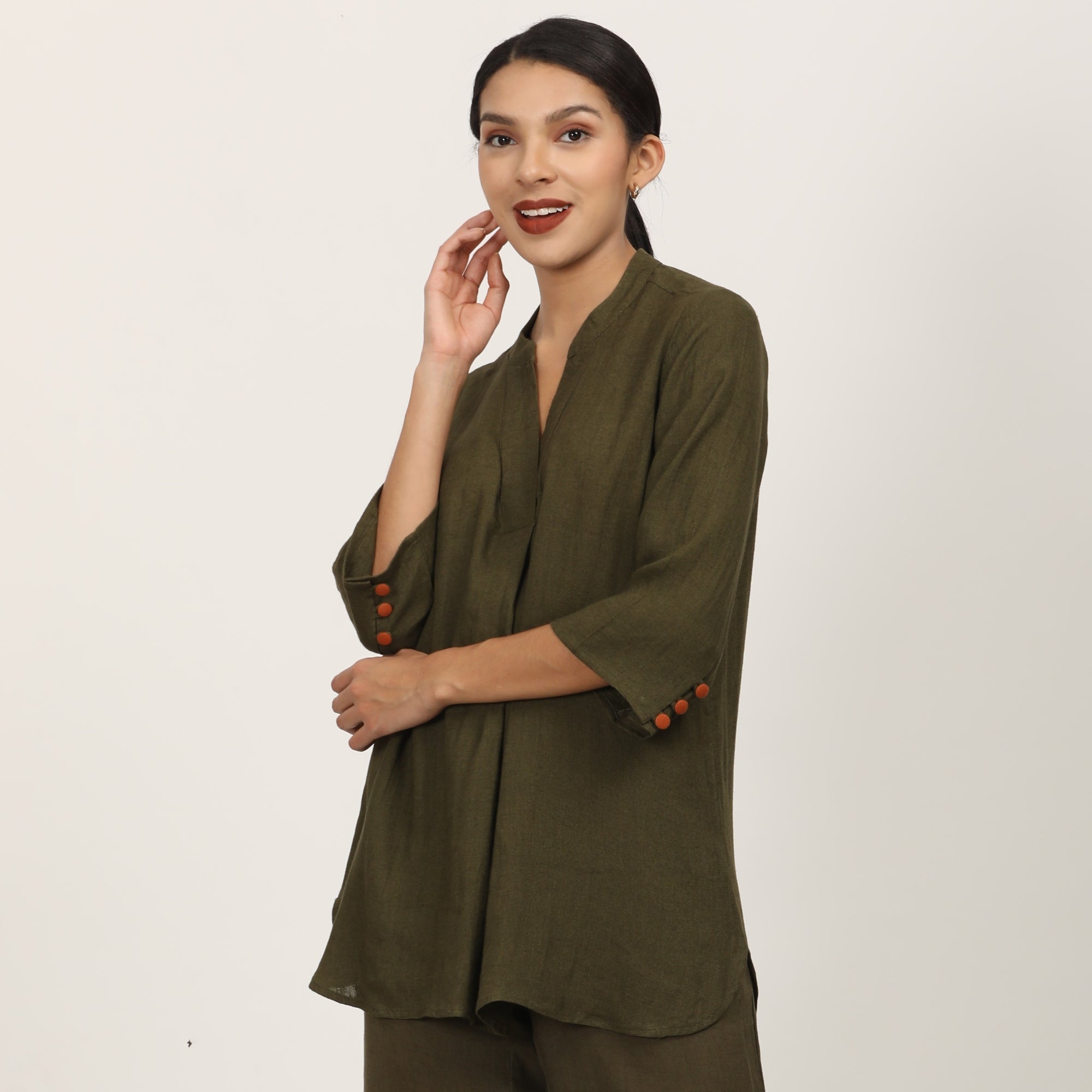 Sherry Co-Ord Set Of 2 - Tunic & Pants - Olive