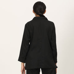 Barbara Co-Ord Set Of 2 - Blazer Shirt & Pants - Black