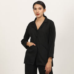 Barbara Co-Ord Set Of 2 - Blazer Shirt & Pants - Black